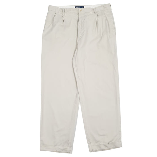 Mens Cream Polo Ralph Lauren Hammond Pant Double Pleated Chino Trousers