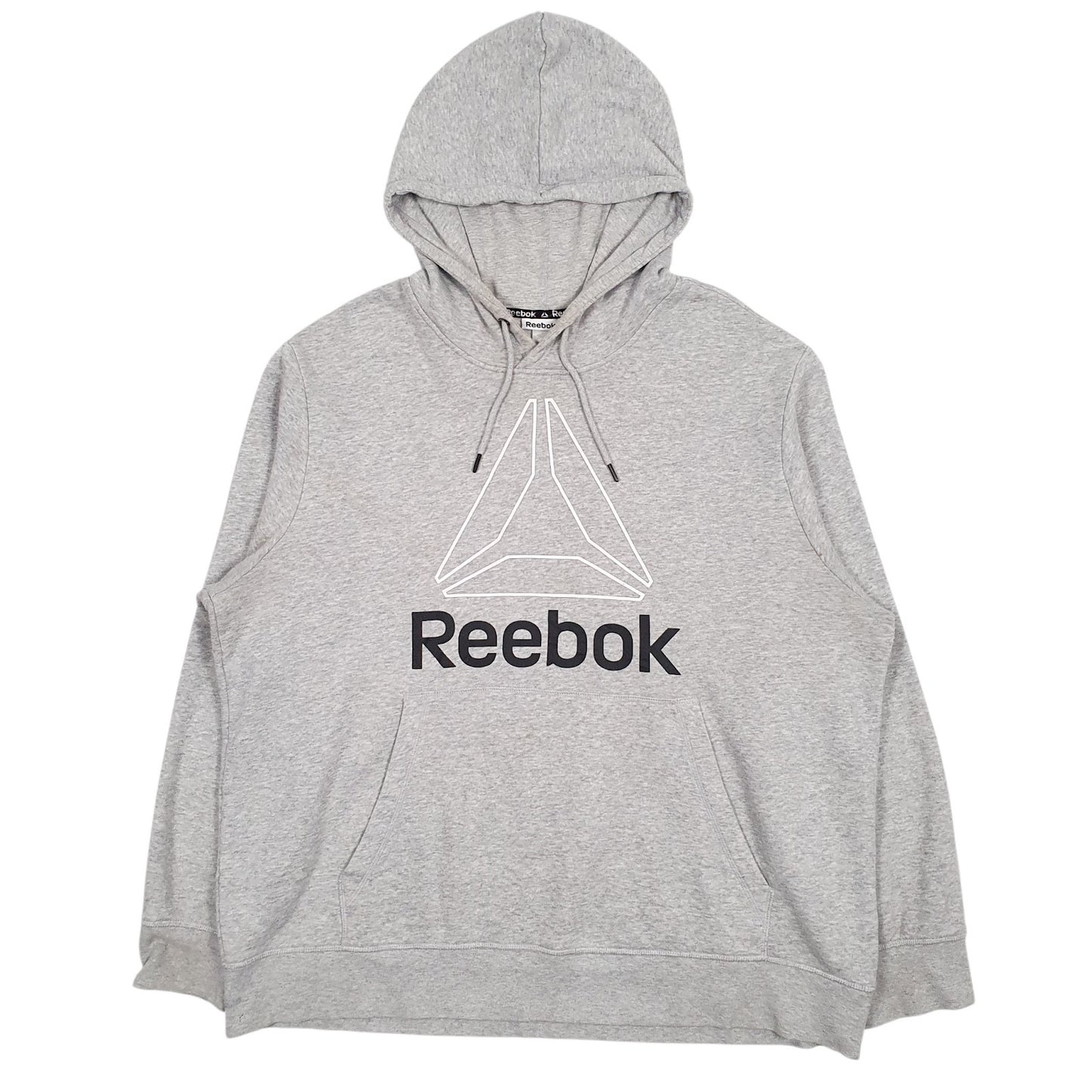 Mens Grey Reebok Spellout Hoodie Jumper