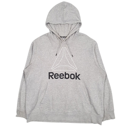 Mens Grey Reebok Spellout Hoodie Jumper