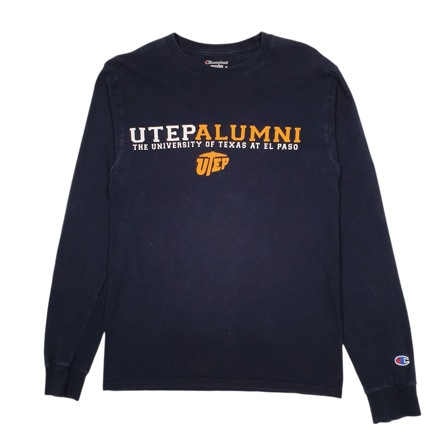 Mens Navy Champion Texas University Long Sleeve T Shirt