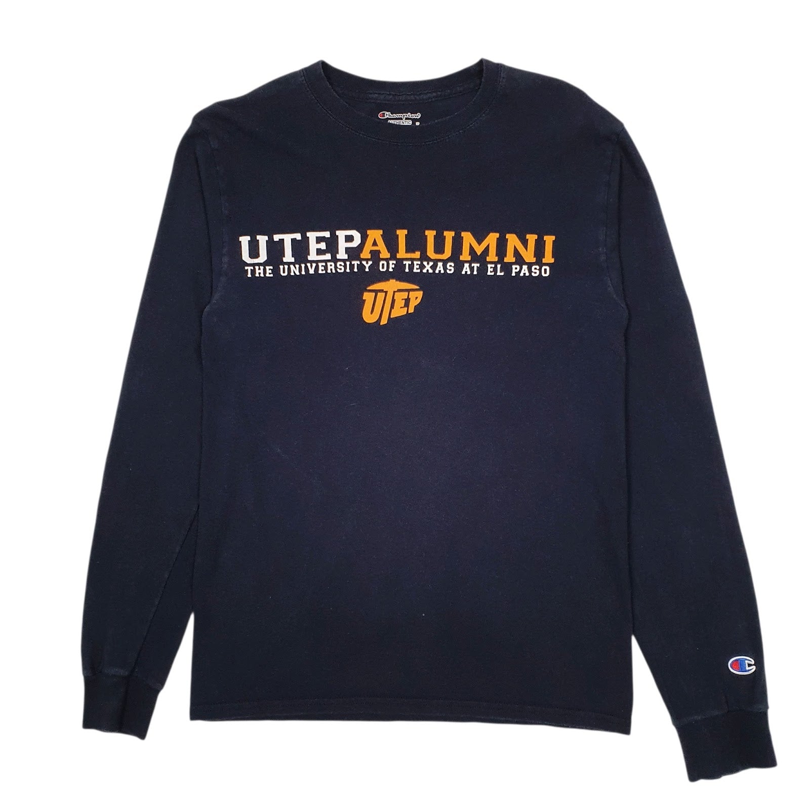 Mens Navy Champion Texas University Long Sleeve T Shirt