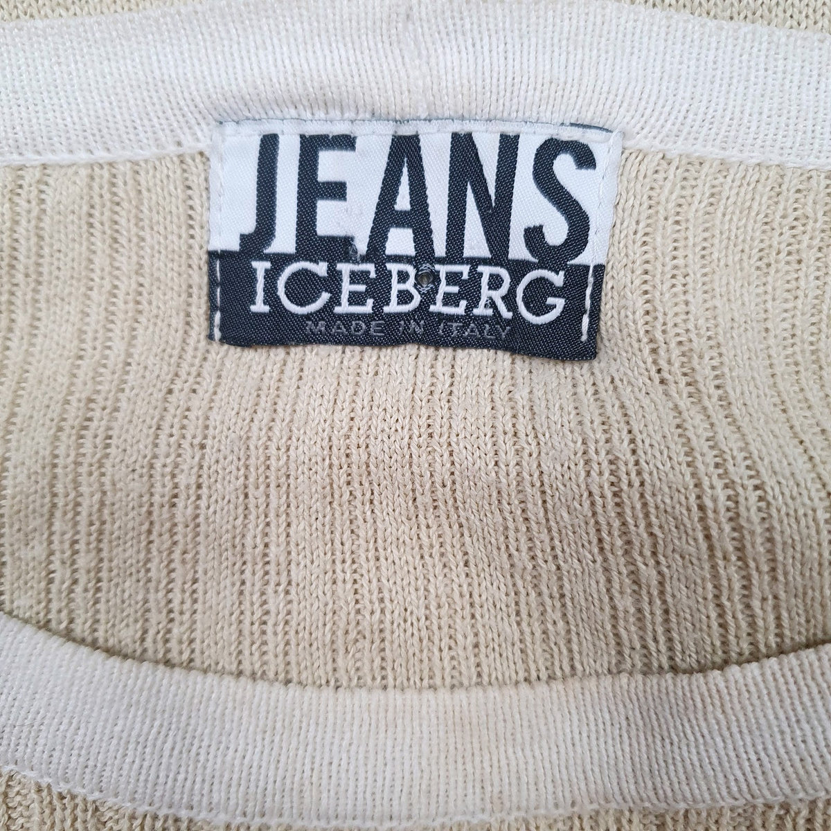 Mens Beige Iceberg Lightweight Crewneck Jumper