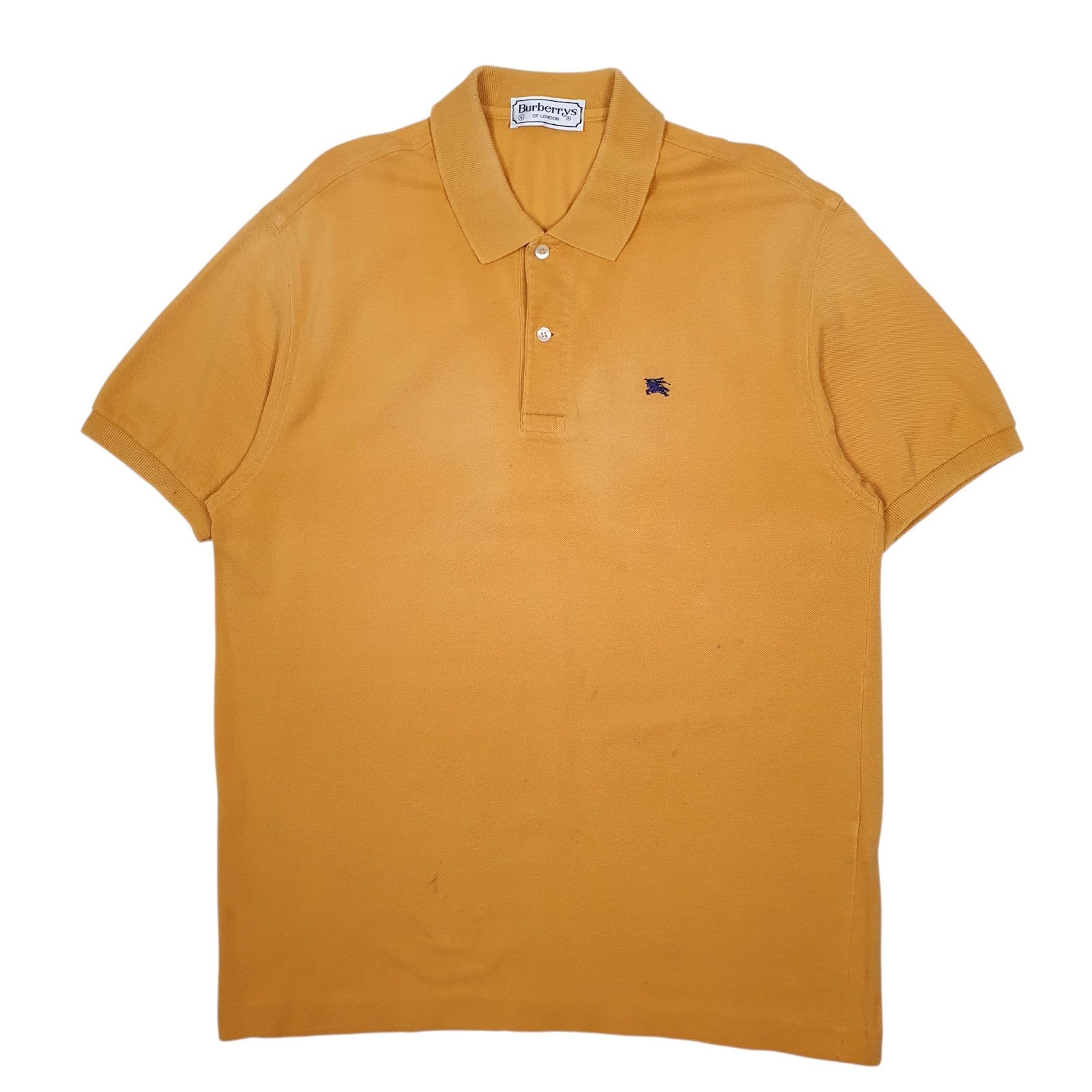 Mens Yellow Burberrys Vintage 90s Short Sleeve Polo Shirt