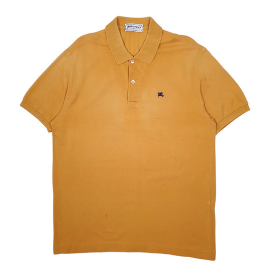 Mens Yellow Burberrys Vintage 90s Short Sleeve Polo Shirt