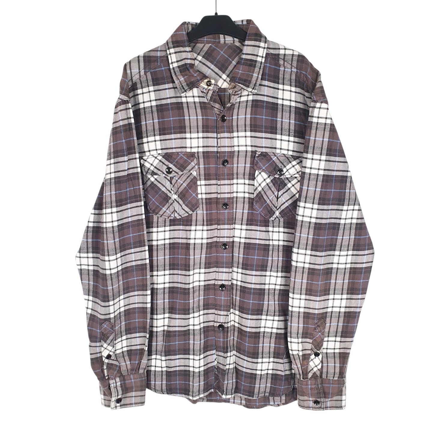 Mens Grey Unbranded Flannel Long Sleeve Shirt