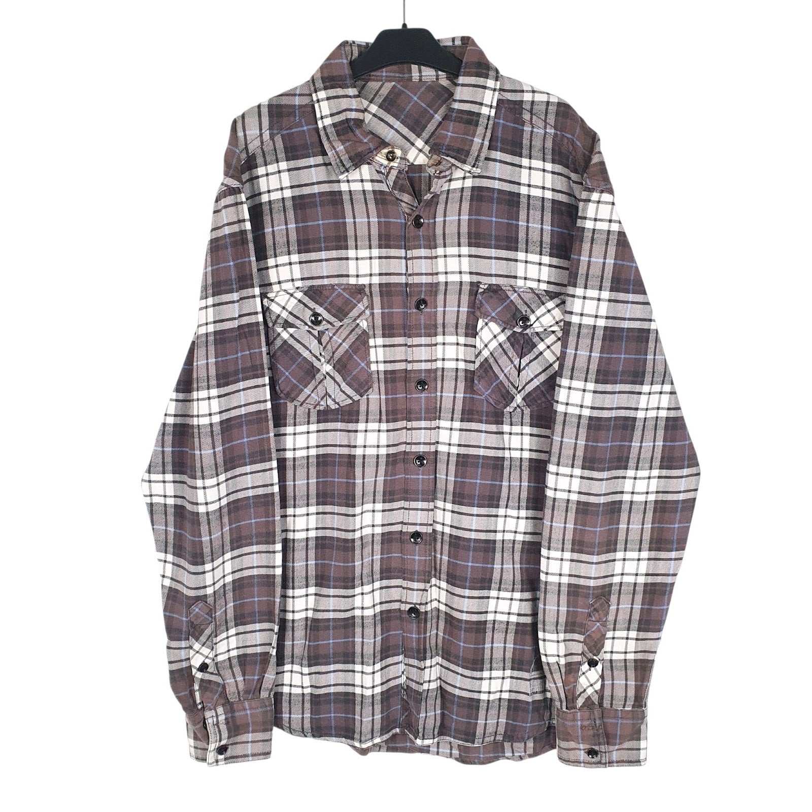 Mens Grey Unbranded Flannel Long Sleeve Shirt