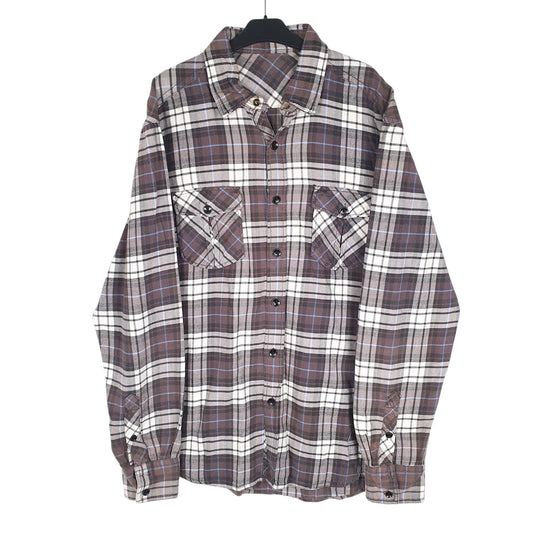 Mens Grey Unbranded Flannel Long Sleeve Shirt