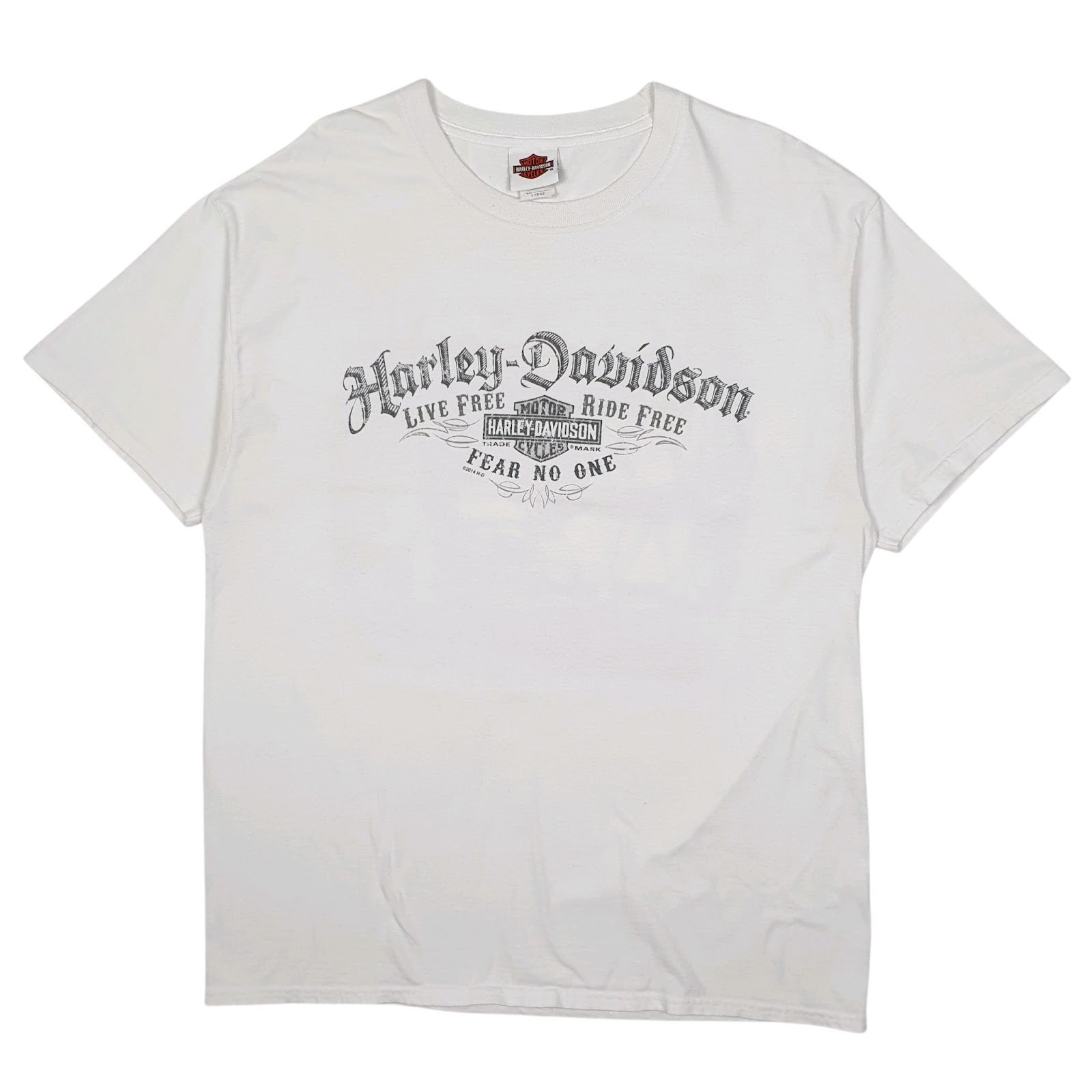 Mens White Harley Davidson Oakland California Motorcycles Short Sleeve T Shirt
