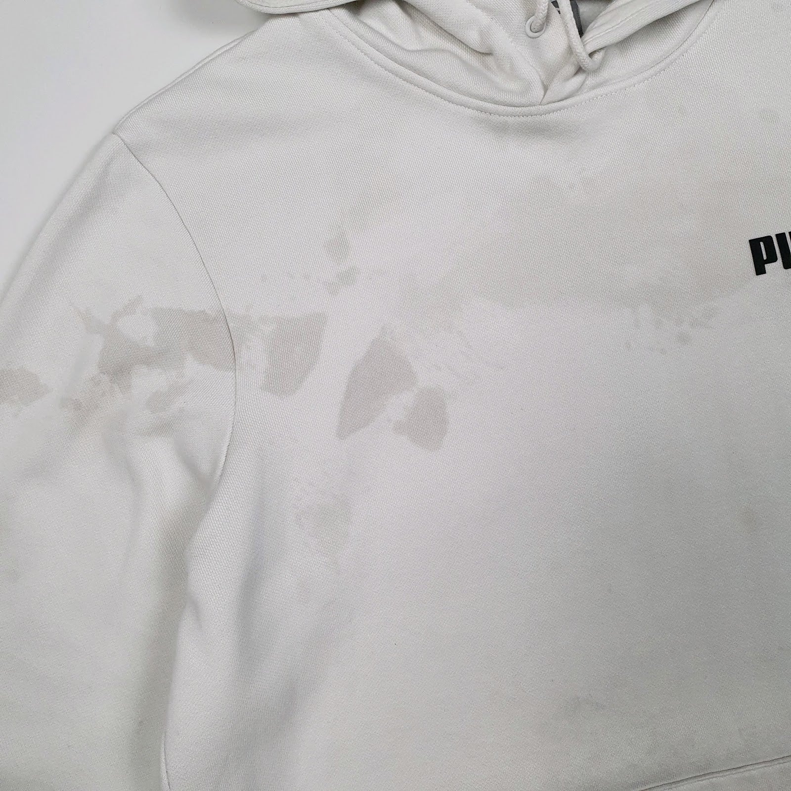 Mens White Puma  Hoodie Jumper