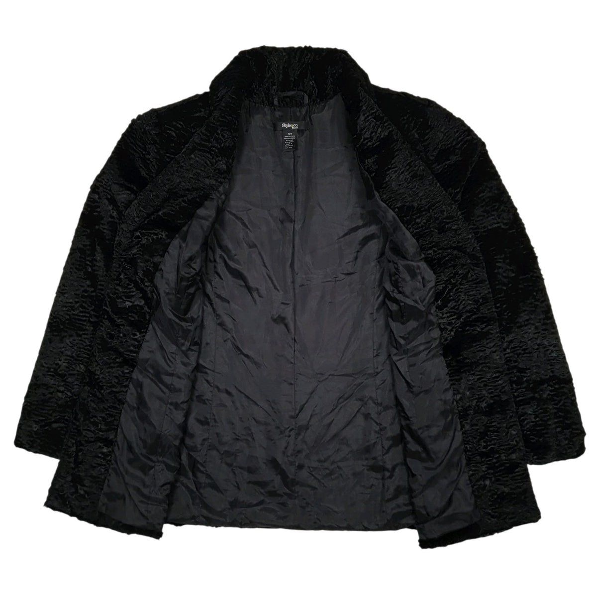 Womens Black Style & Co Fluffy Faux Fur Blazer  Coat