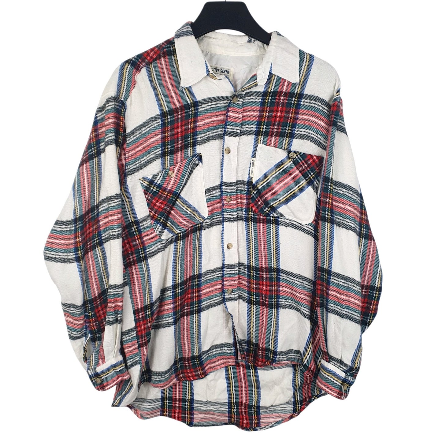 Mens White Active Scene Vintage Long Sleeve Shirt