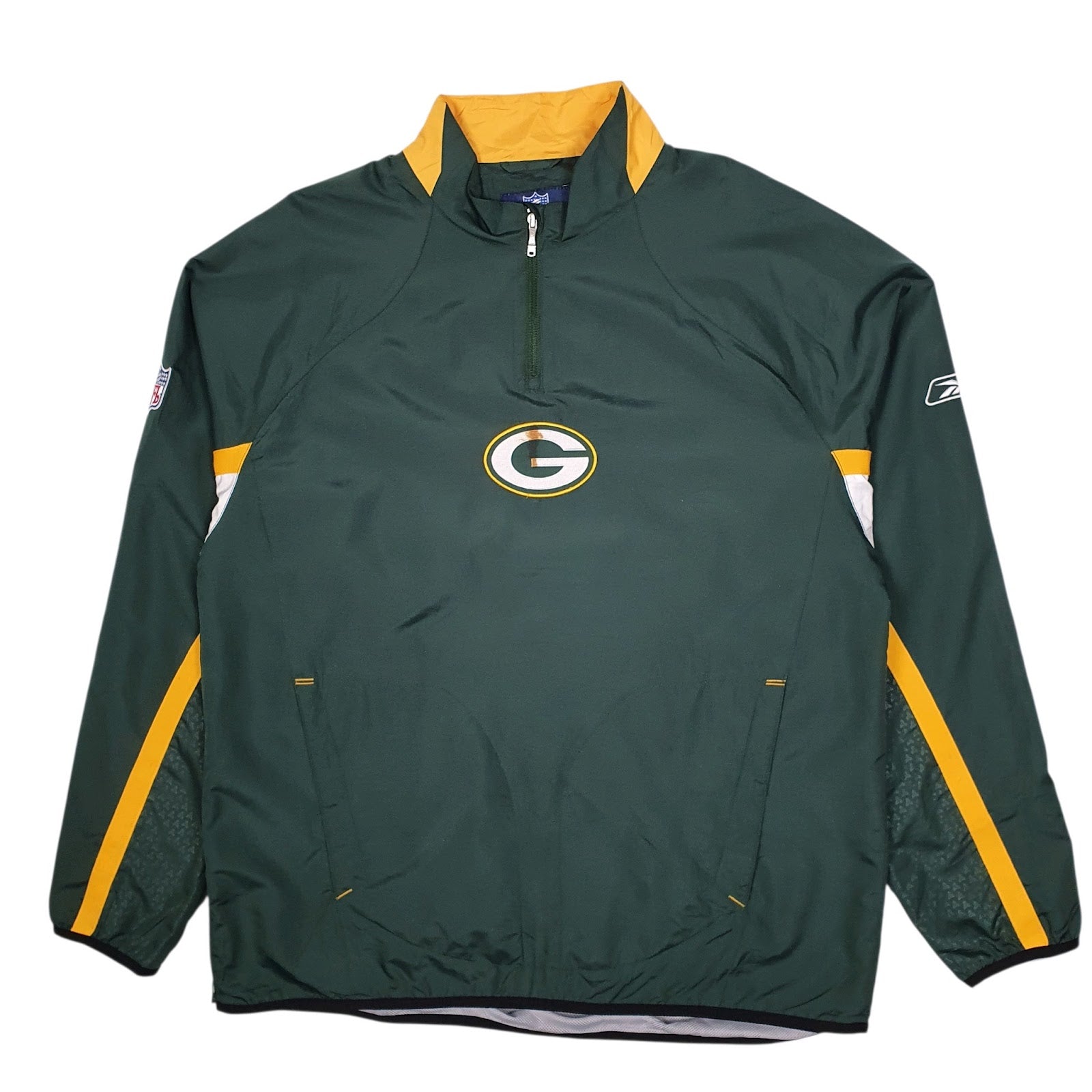 Mens Green NFL Green Bay Packers Quarter Zip Pullover Full Zip Coat