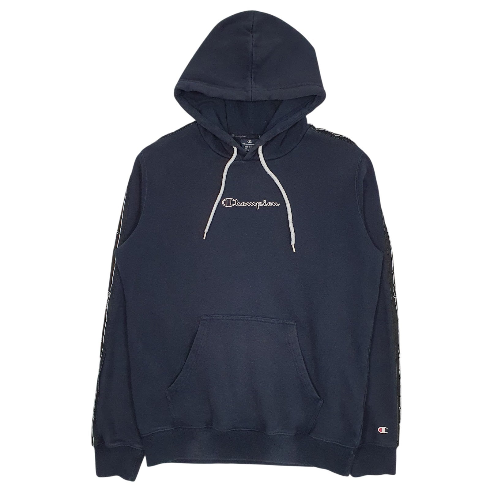Mens Navy Champion Spellout Hoodie Jumper