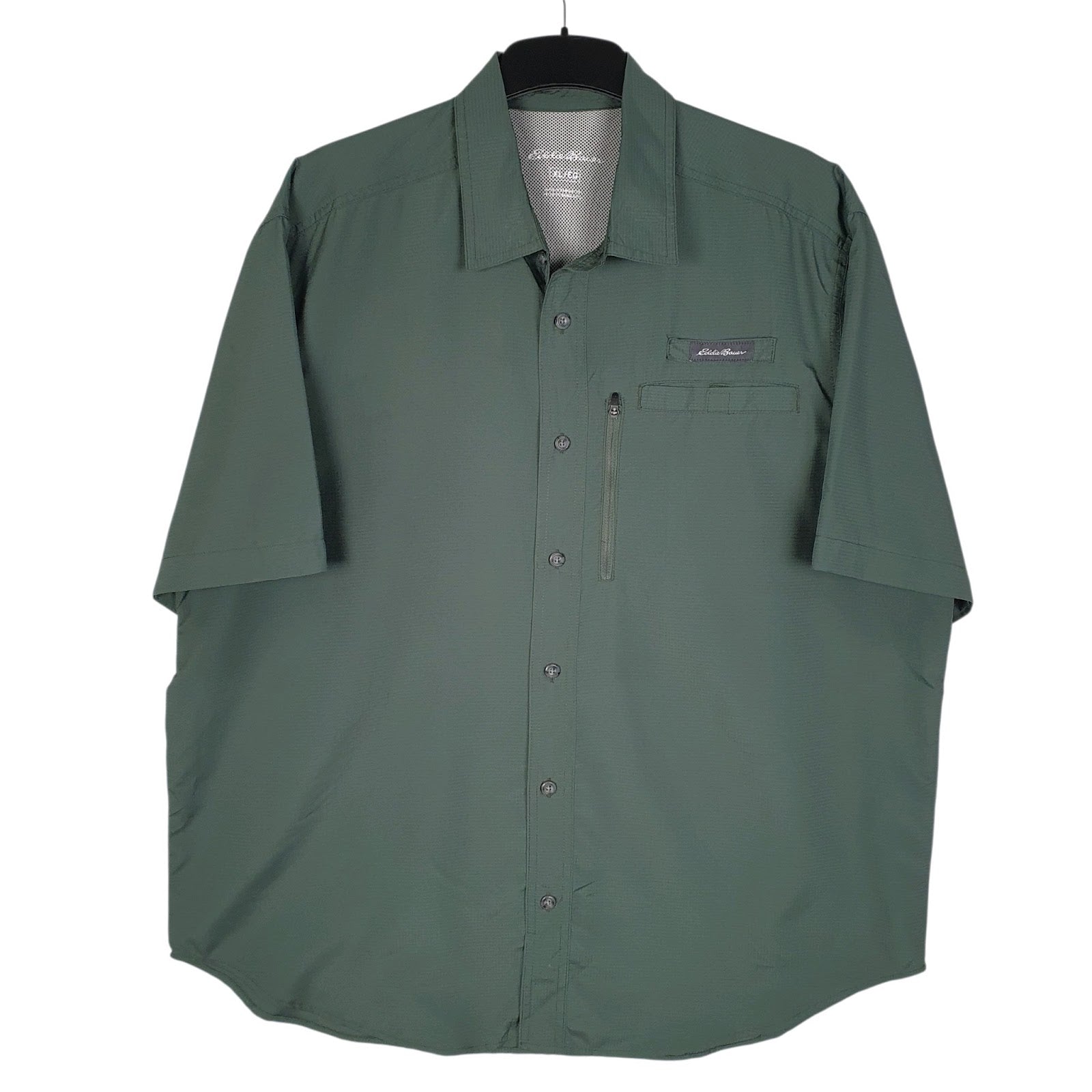 Mens Green Eddie Bauer Hiking Short Sleeve Shirt