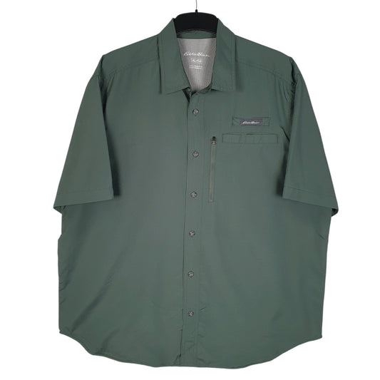 Mens Green Eddie Bauer Hiking Short Sleeve Shirt