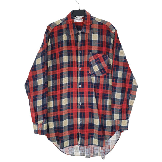 Mens Navy MLC Vintage 90s Plaid Flannel Long Sleeve Shirt