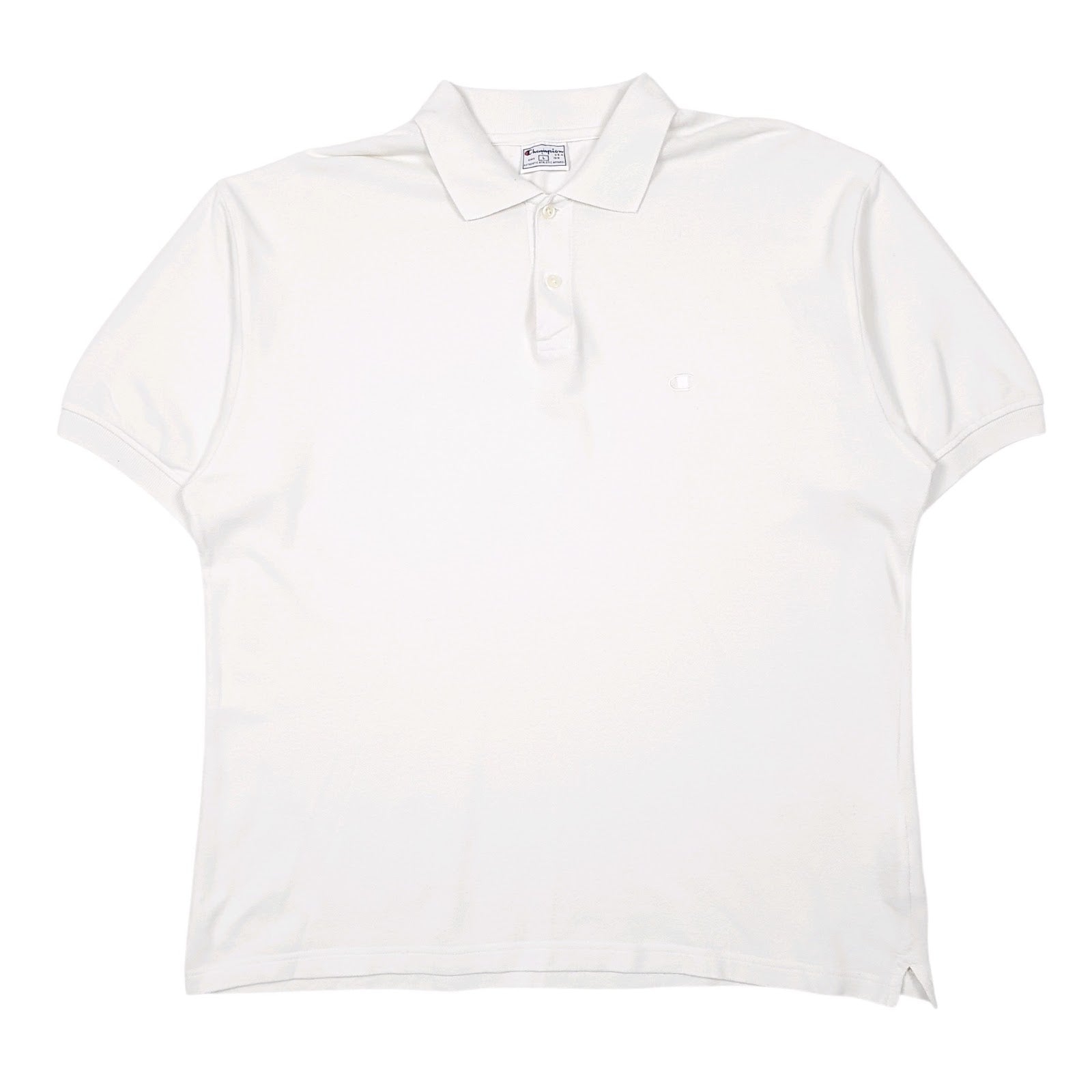 Mens White Champion  Short Sleeve Polo Shirt