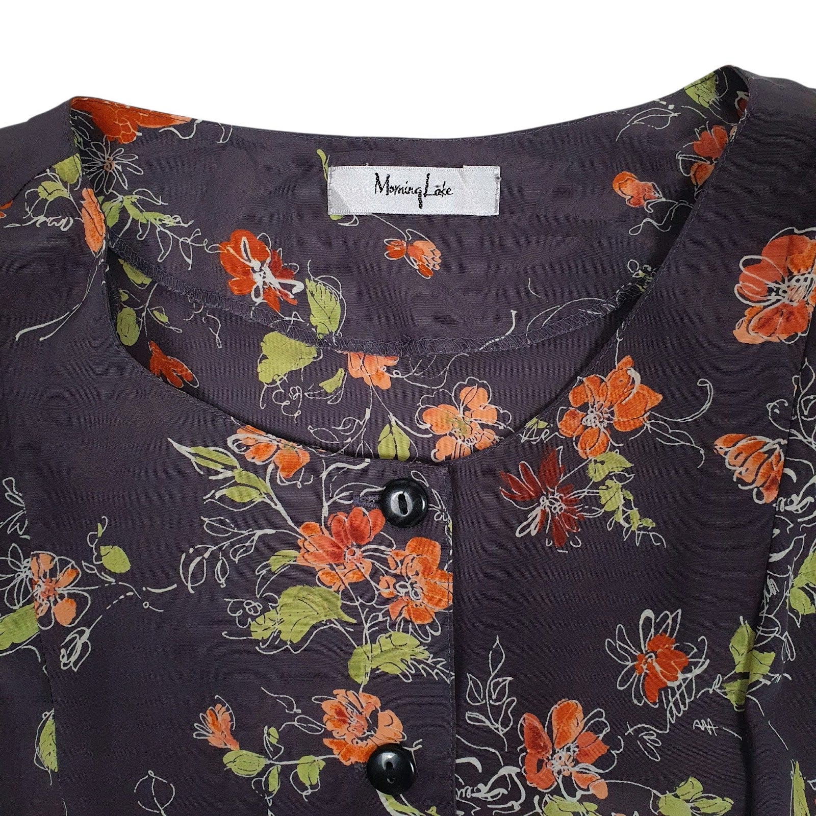 Womens Grey Morning Lake Floral  Dress