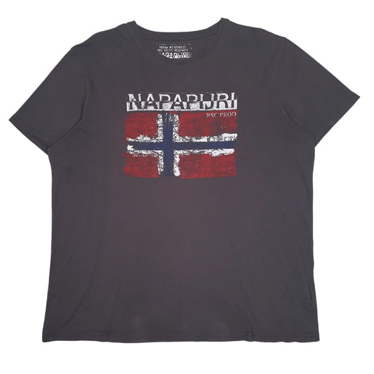 Mens Grey Napapijri Spellout Short Sleeve T Shirt