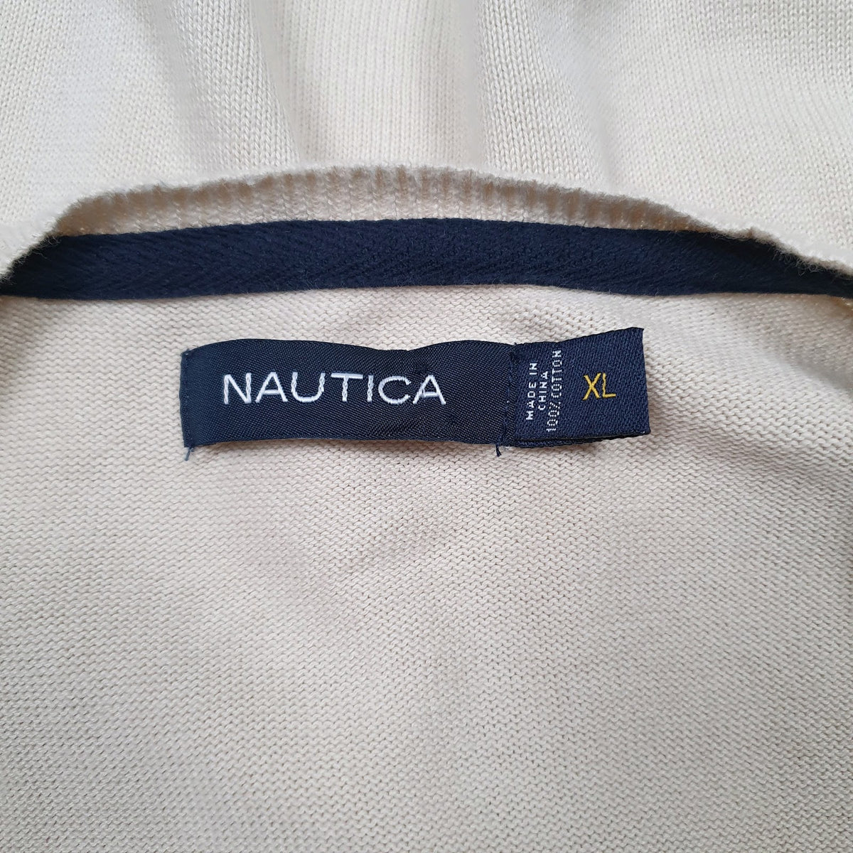 Mens Beige Nautica  V Neck Jumper