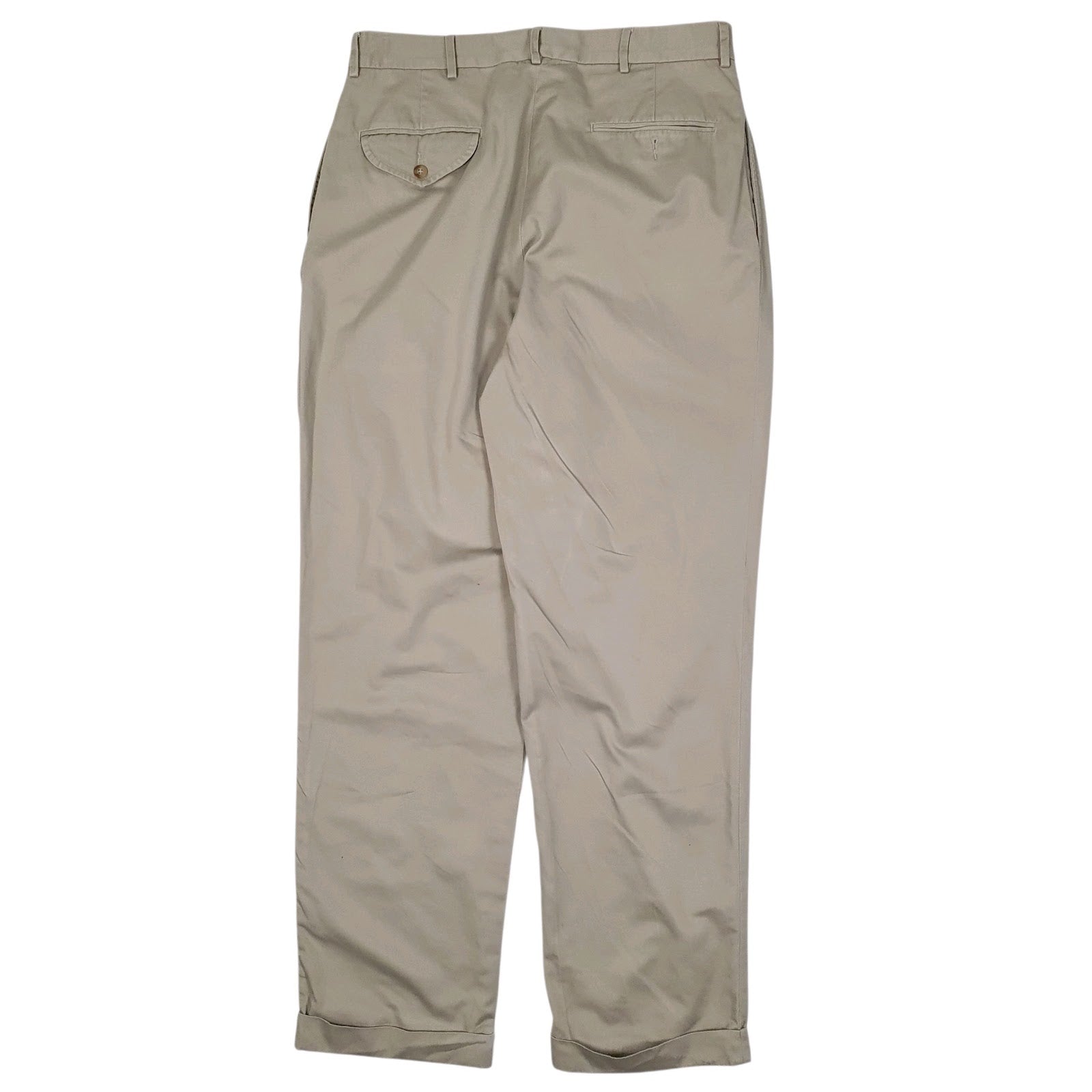 Mens Beige Polo Ralph Lauren Vintage 90s Pleated  Trousers
