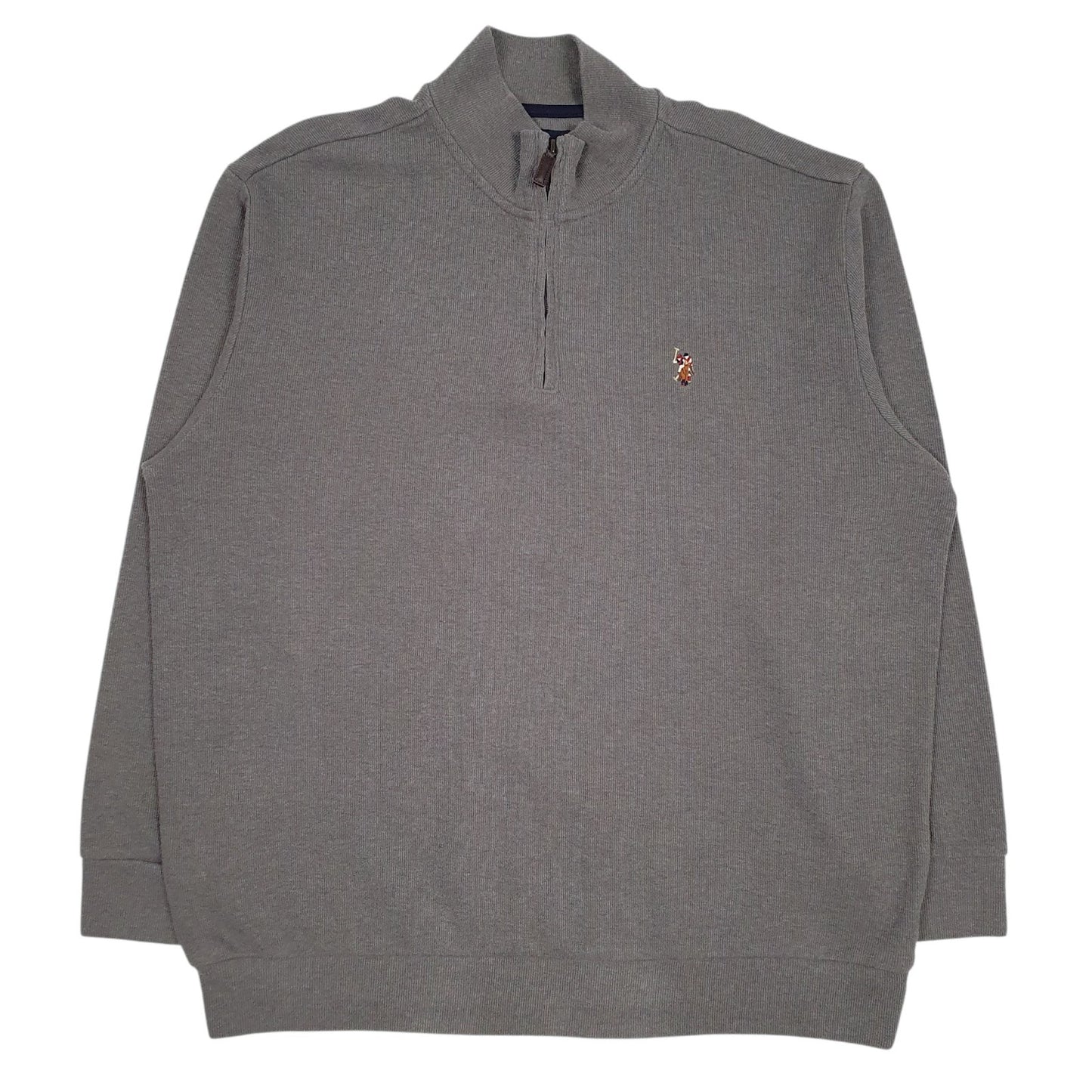 Mens Grey US Polo Assn  Quarter Zip Jumper