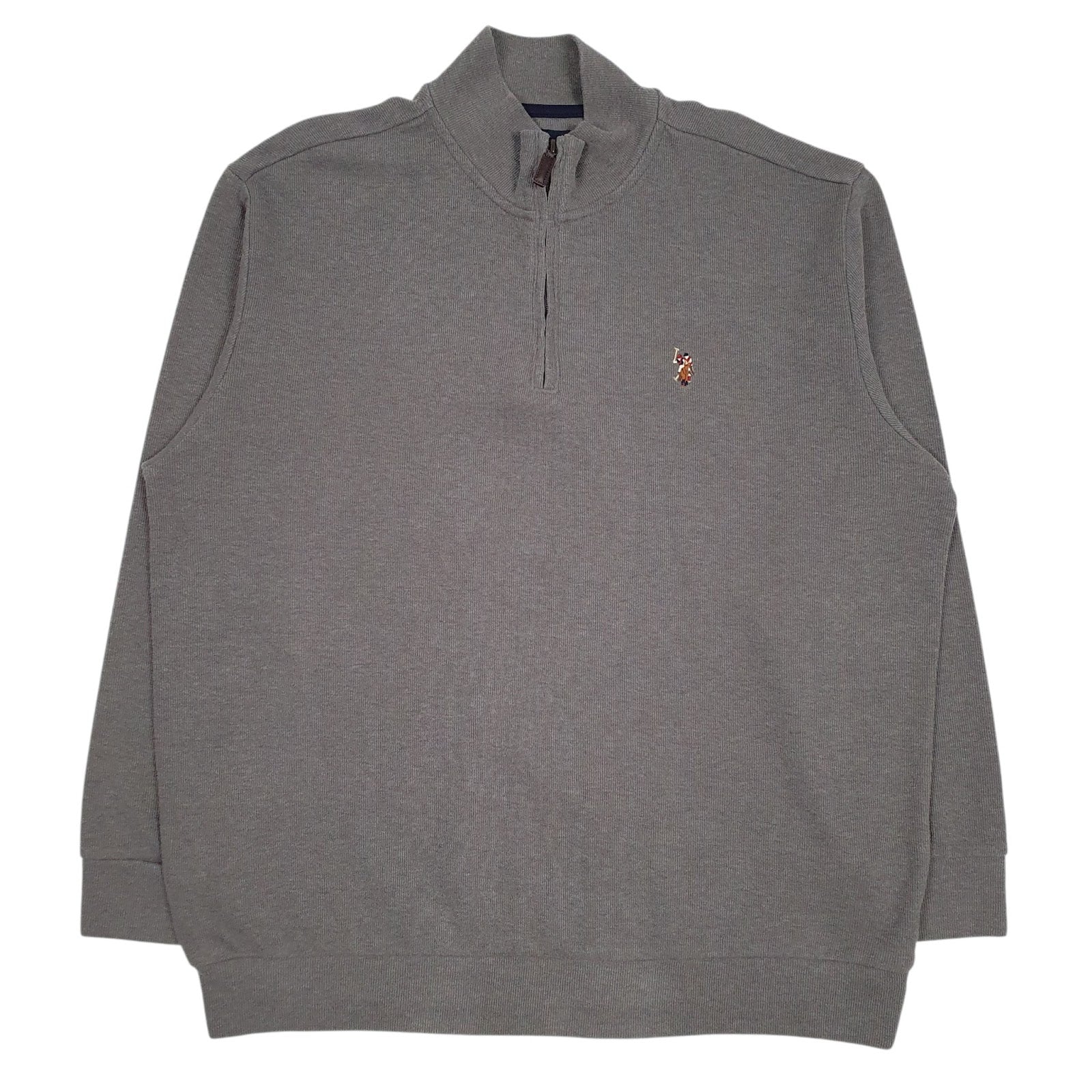 Mens Grey US Polo Assn  Quarter Zip Jumper