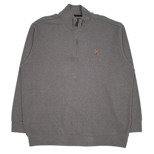 Mens Grey US Polo Assn  Quarter Zip Jumper