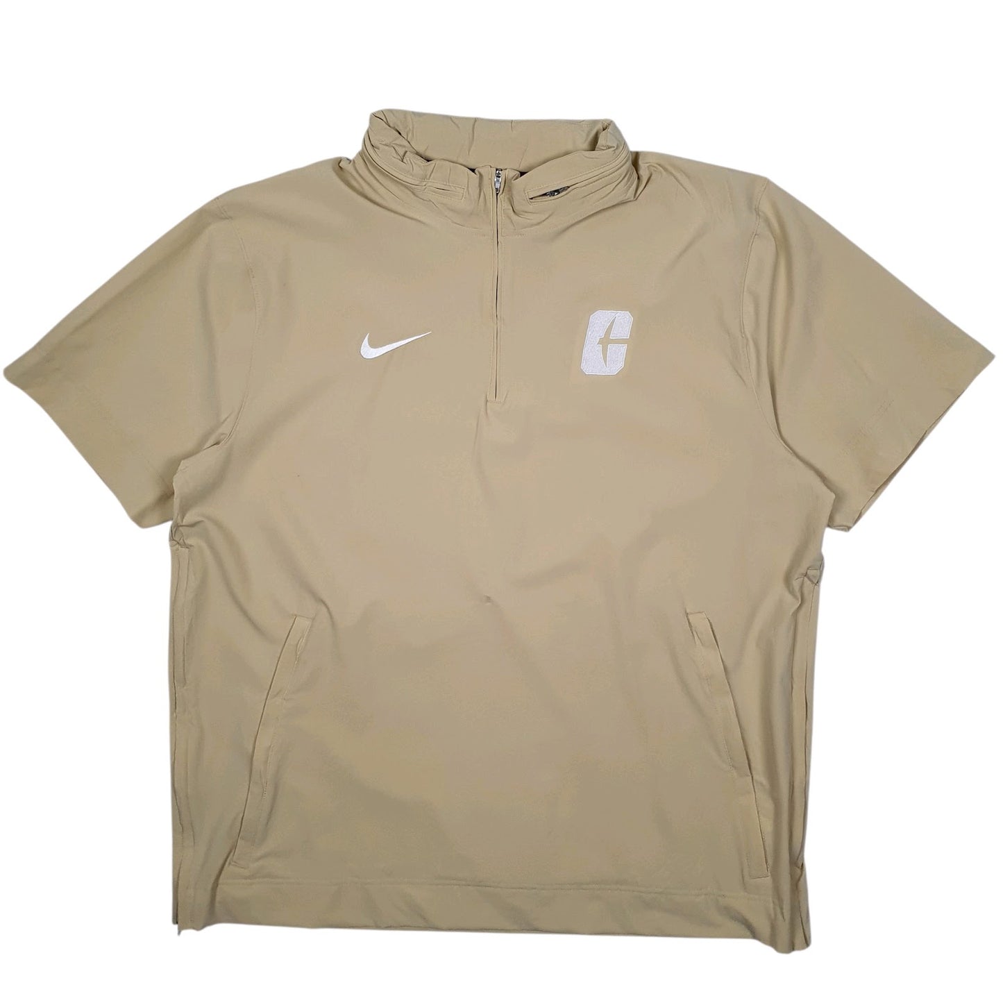 Mens Cream Nike Short Sleeve Crewneck Coat
