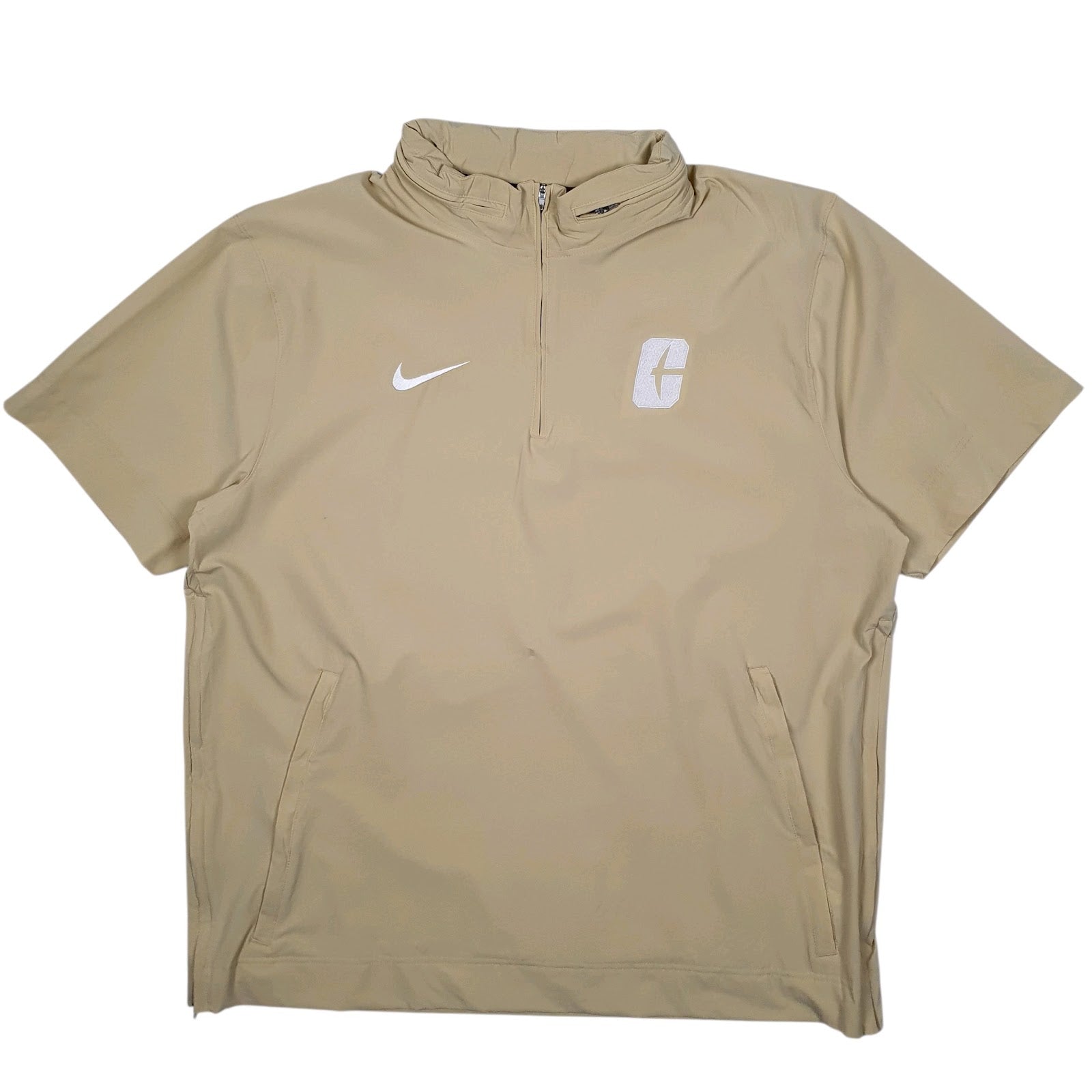 Mens Cream Nike Short Sleeve Crewneck Coat