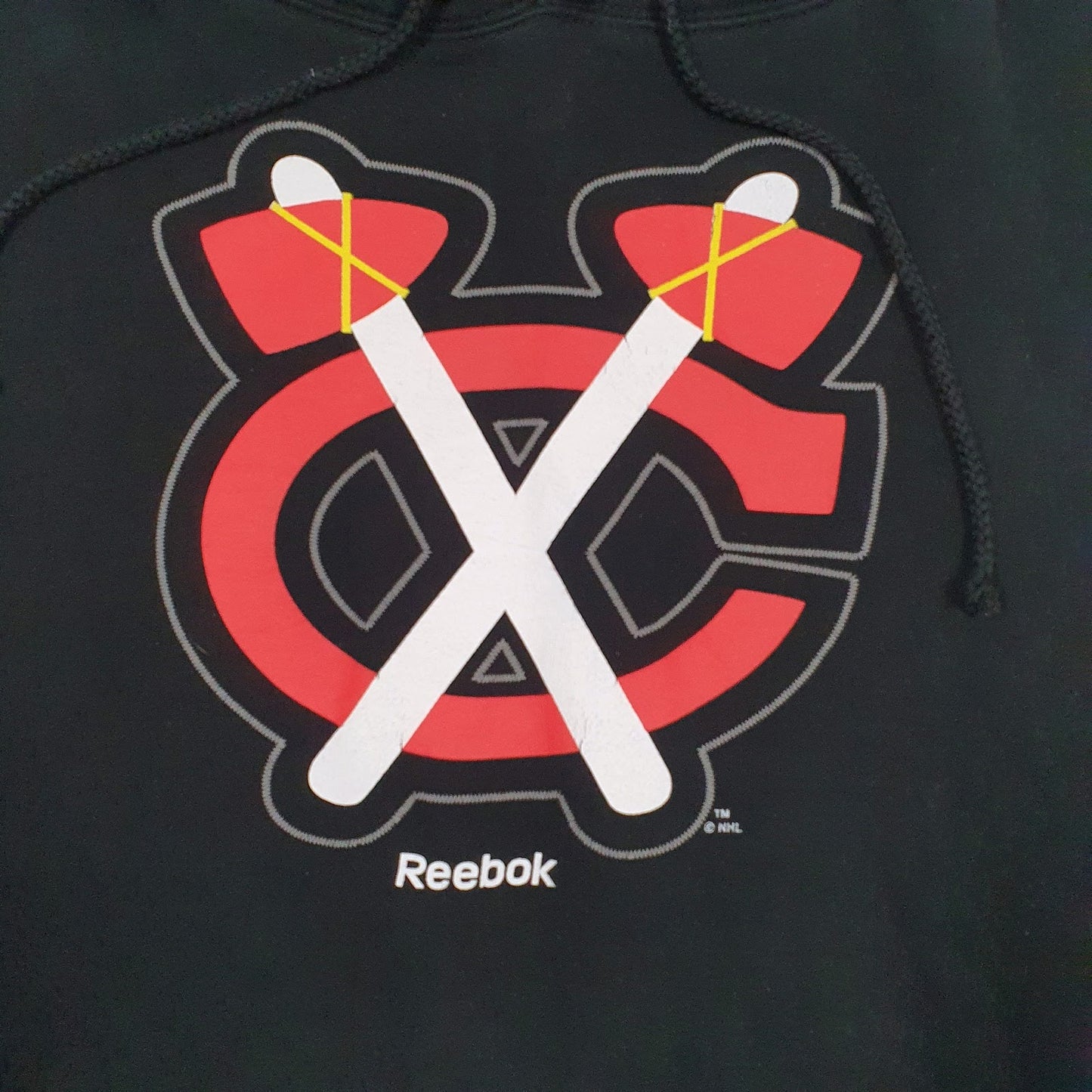 Mens Black Reebok NHL Chicago Blackhawks Hoodie Jumper