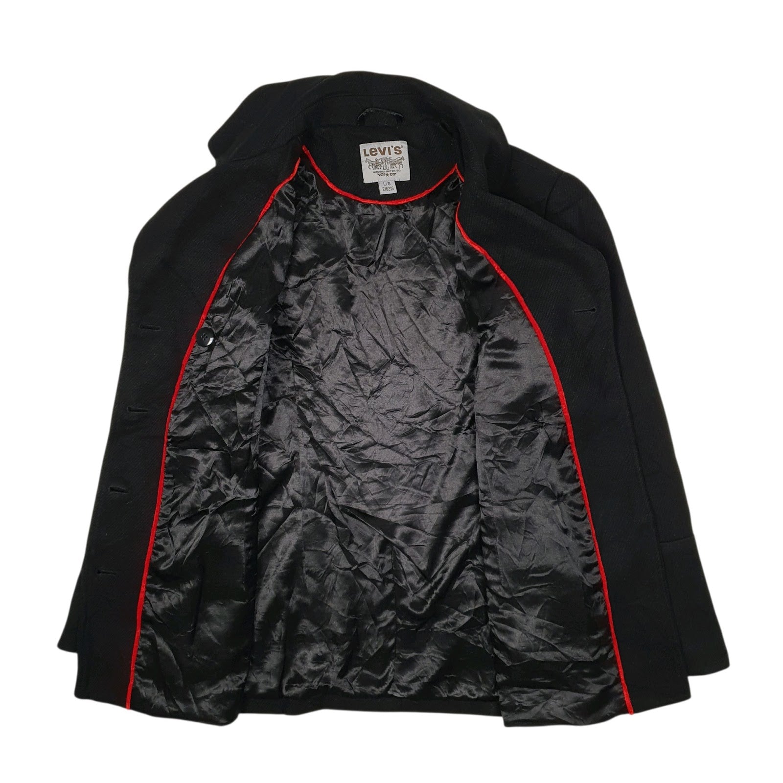 Womens Black Levis Duffle Pea Coat  Coat