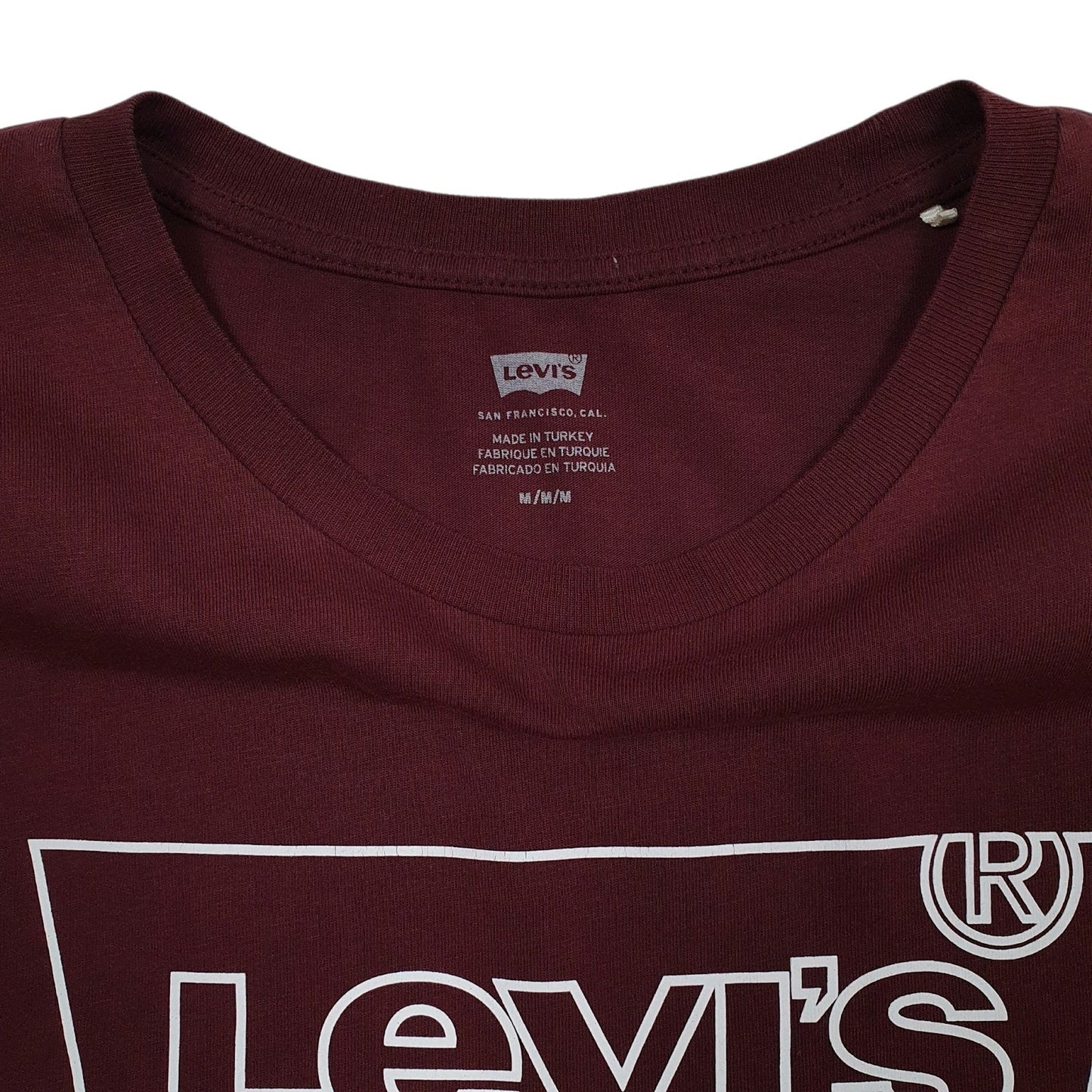 Mens Burgundy Levis   T Shirt