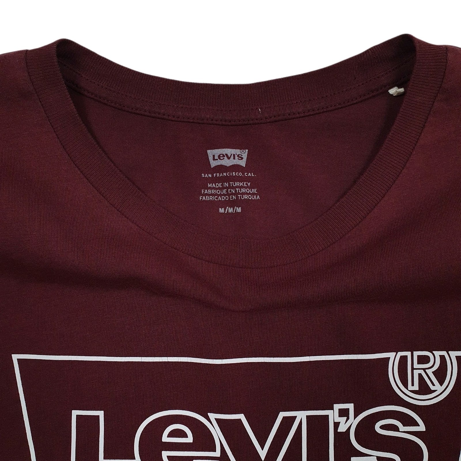 Mens Burgundy Levis   T Shirt