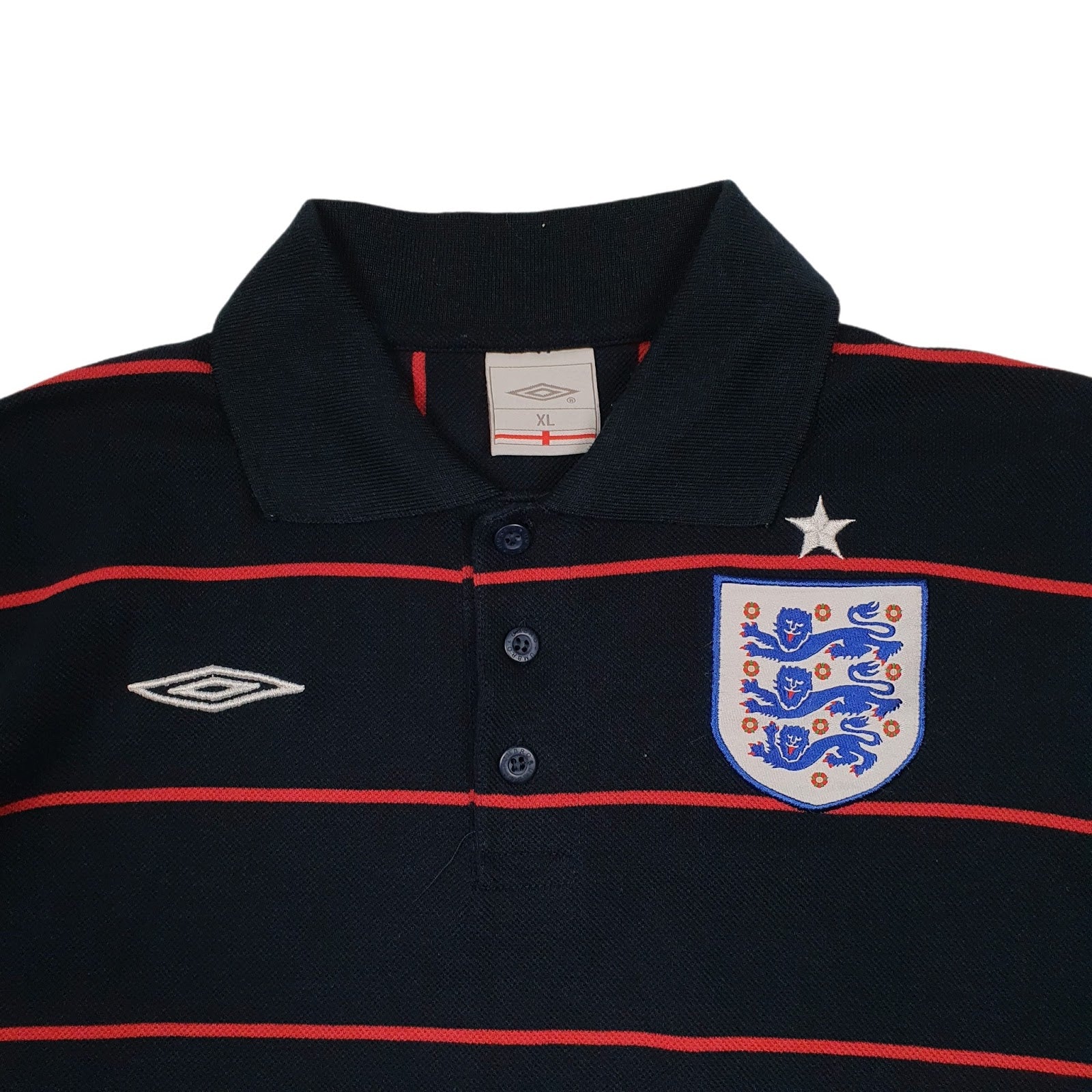 Mens Navy Umbro England Football Hoodie Polo Shirt