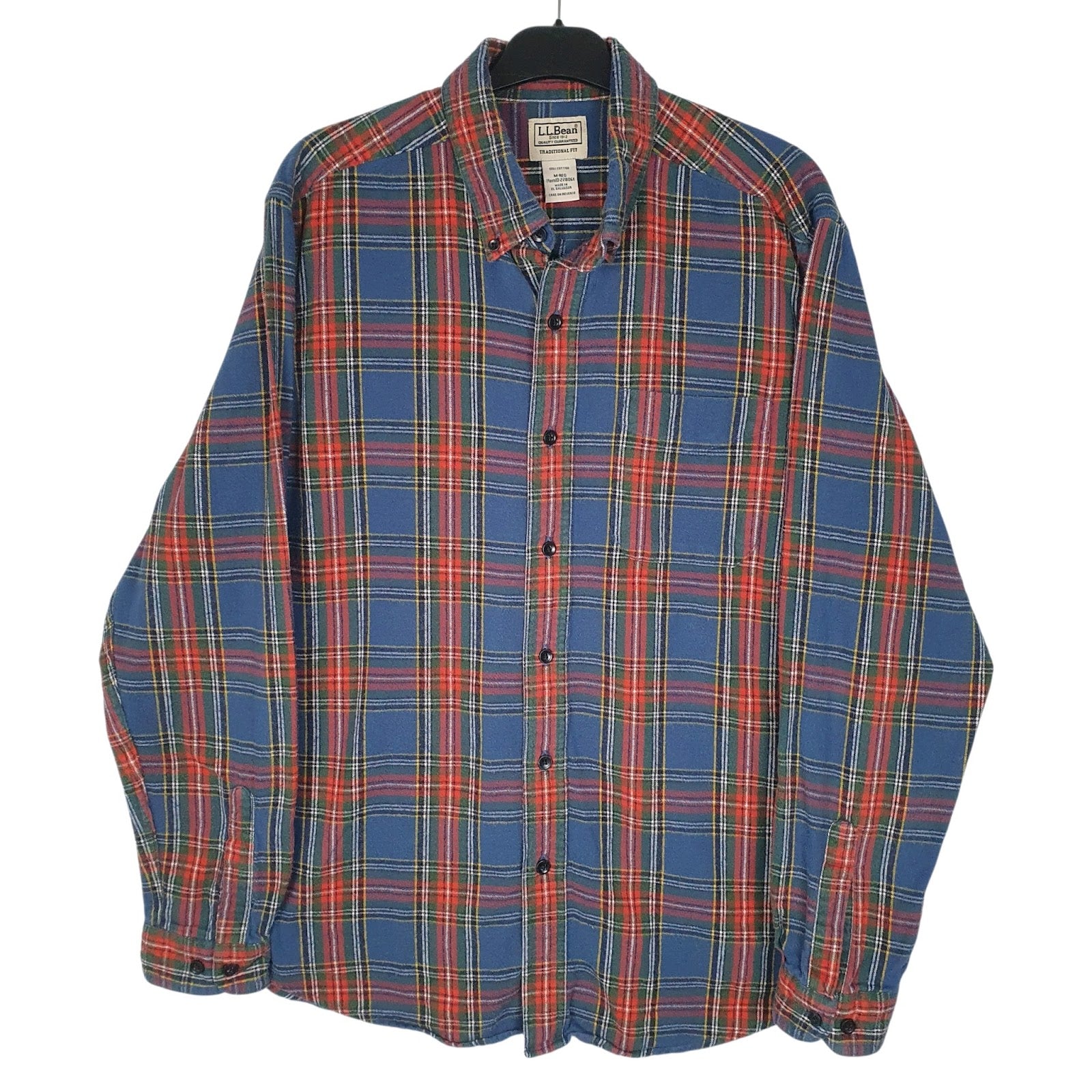 Mens Blue L.L.Bean Flannel Long Sleeve Shirt