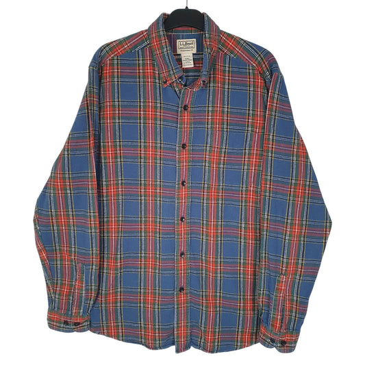 Mens Blue L.L.Bean Flannel Long Sleeve Shirt