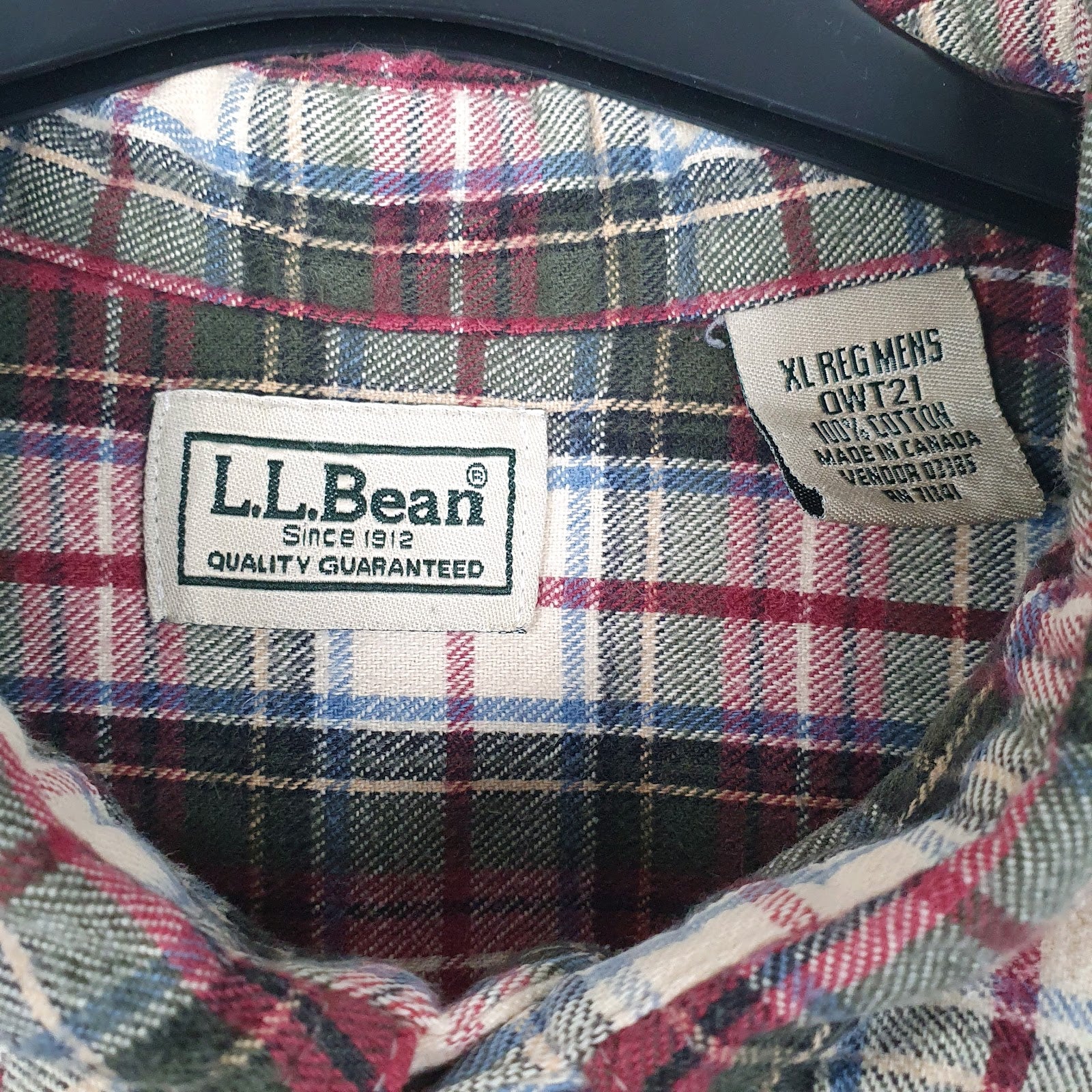 Mens Green L.L.Bean Flannel  Shirt