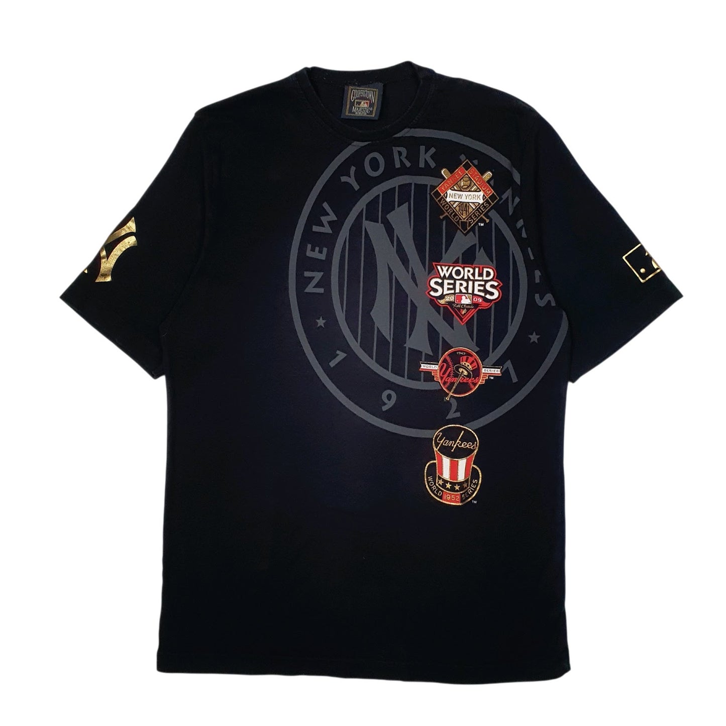 Mens Black Majestic Cooperstown Collection New York Yankees World Series Short Sleeve T Shirt