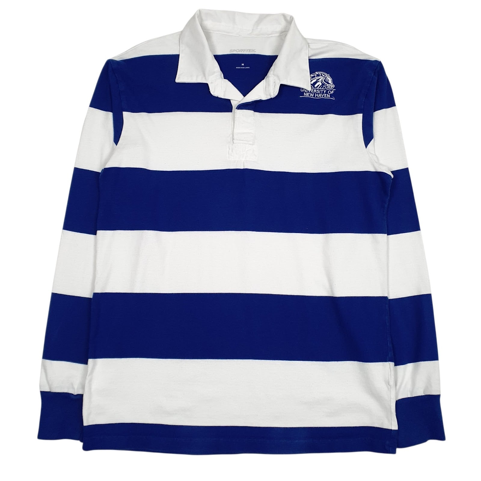 Mens White Sport-Tek Rugby University Of New Haven Long Sleeve Polo Shirt
