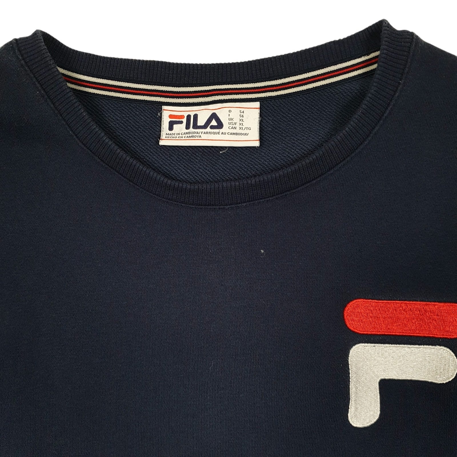 Mens Navy Fila  Crewneck Jumper