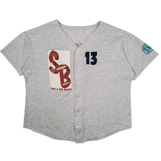 Mens Grey Unbranded Baseball Jersey Short Sleeve T Shirt