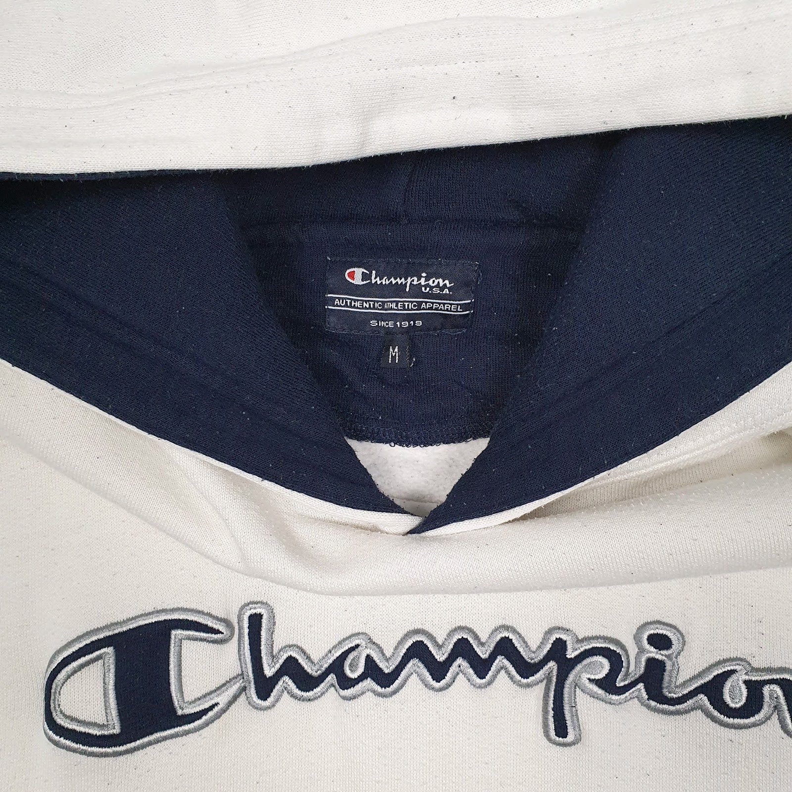 Mens White Champion  Hoodie Jumper