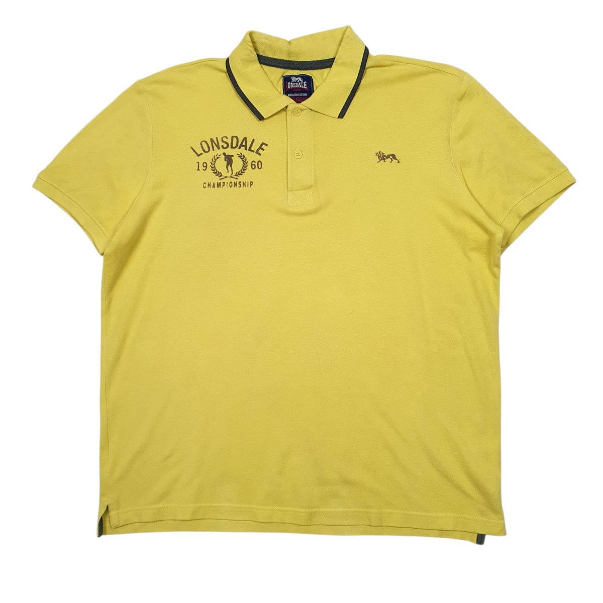 Mens Yellow Lonsdale  Short Sleeve Polo Shirt