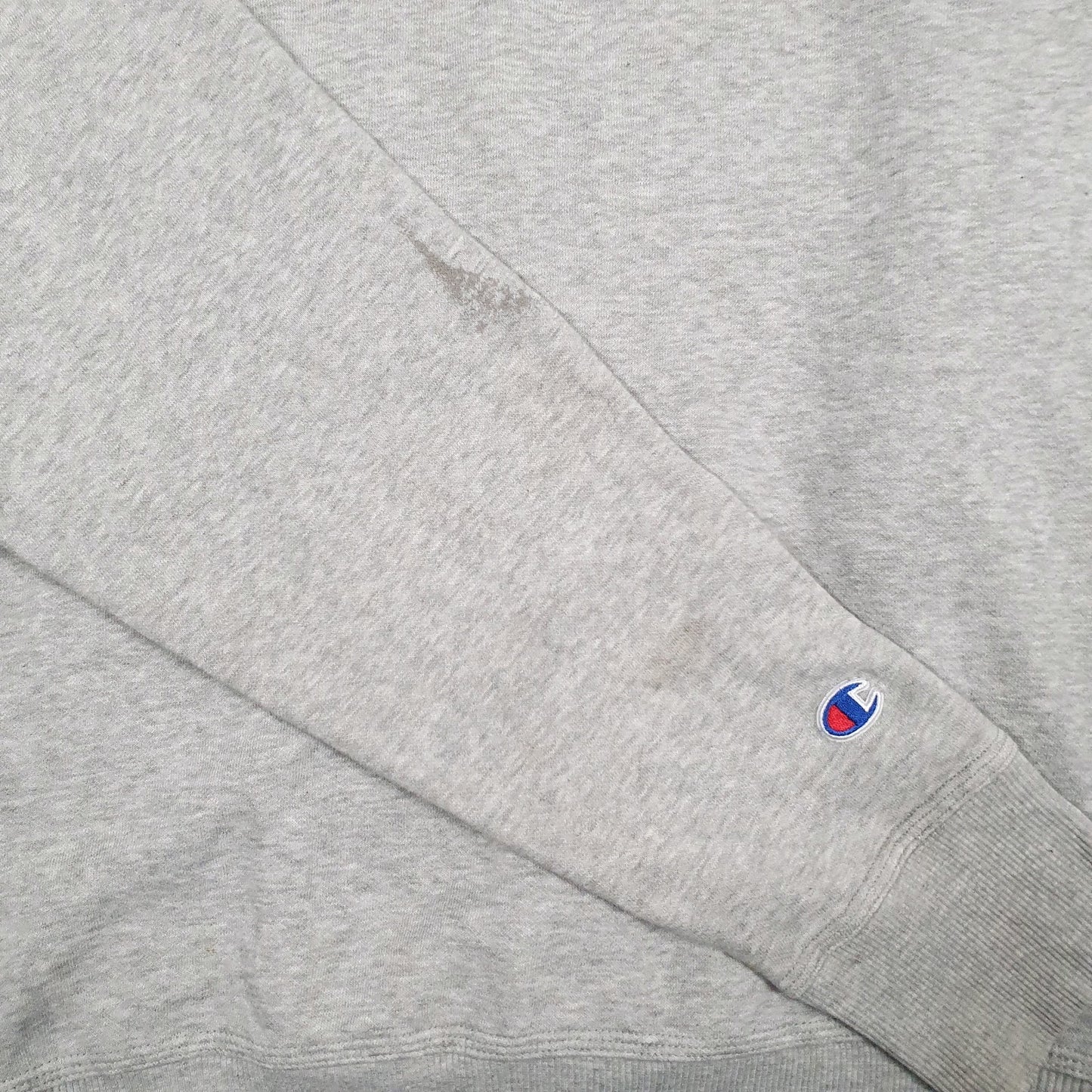 Mens Grey Champion Spellout Hoodie Jumper