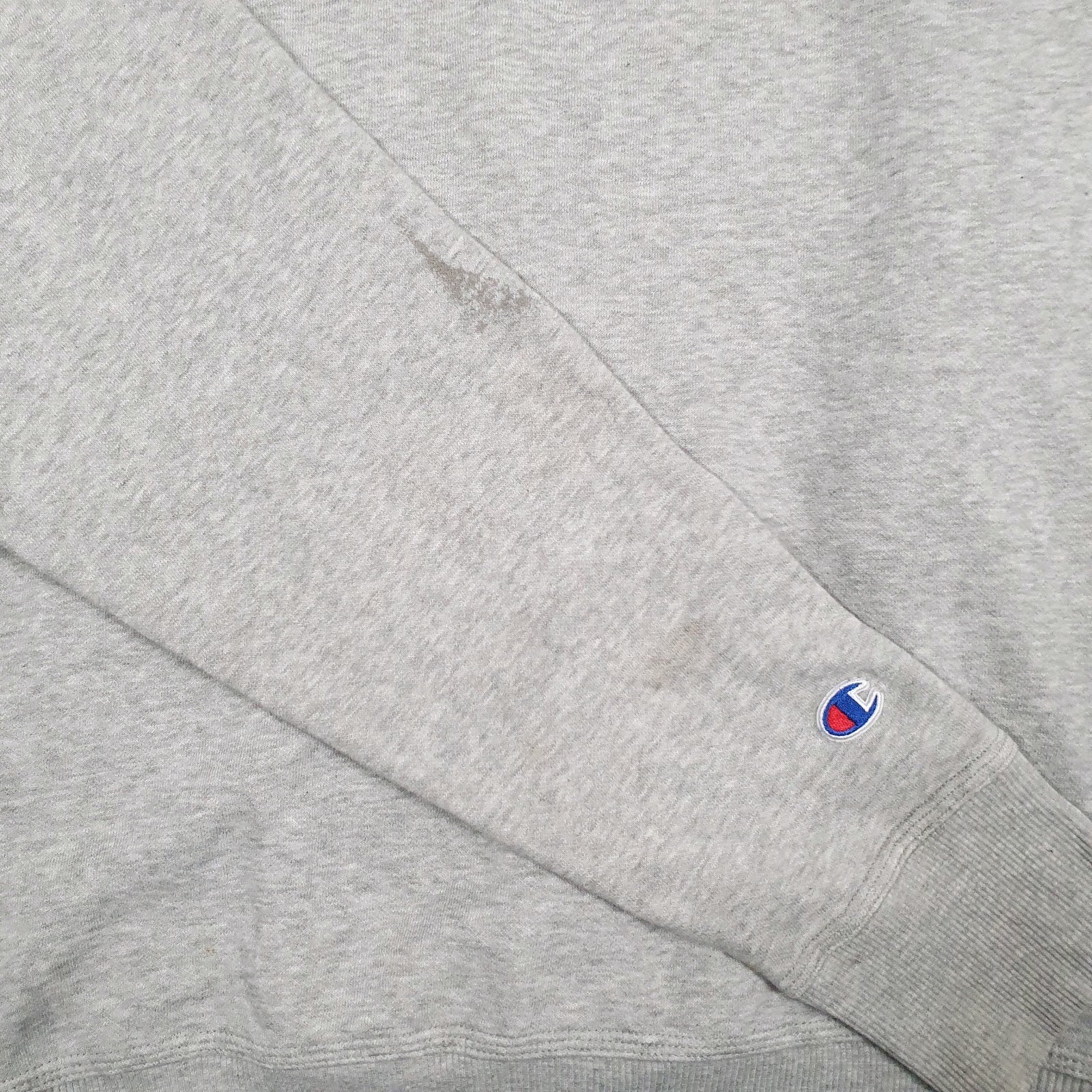 Mens Grey Champion Spellout Hoodie Jumper