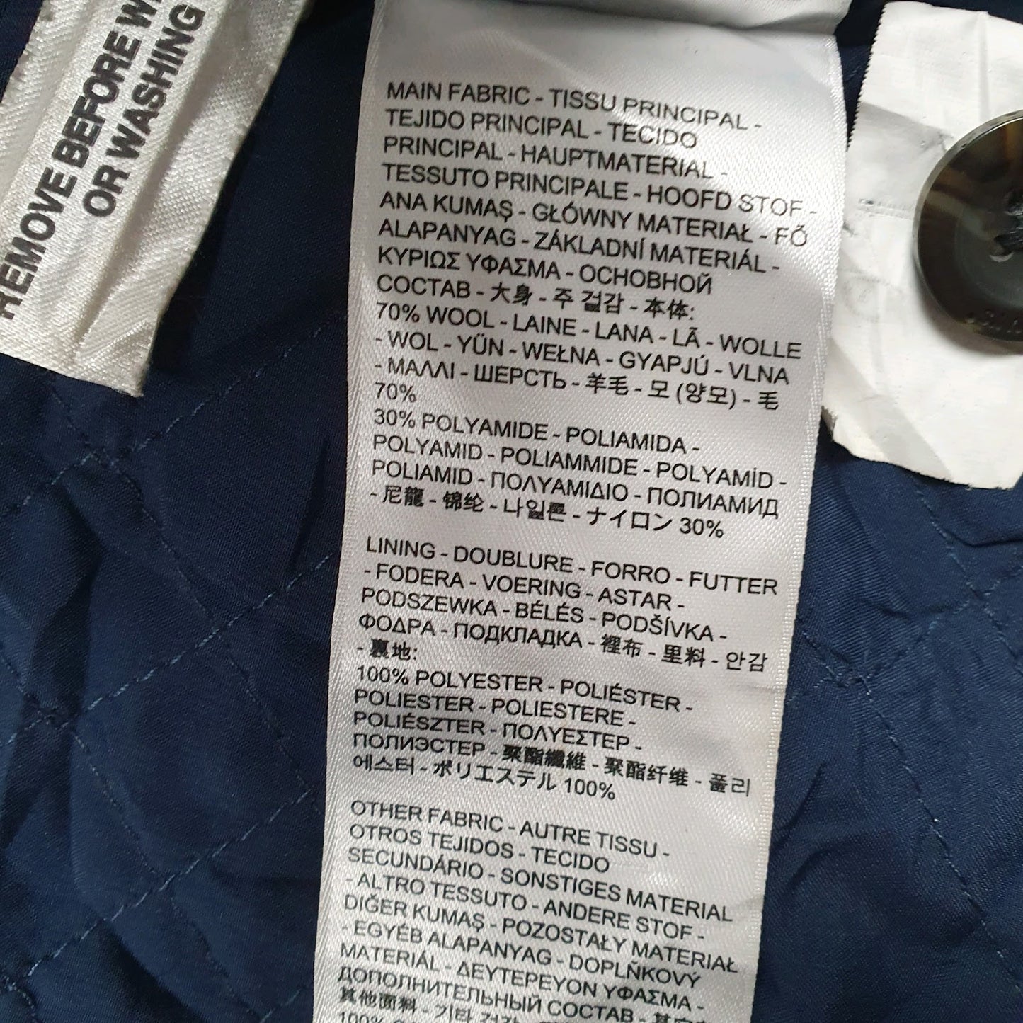 Mens Navy Levis Longlined  Coat