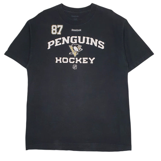 Mens Black Reebok NHL Penguins Hockey Crosby Short Sleeve T Shirt