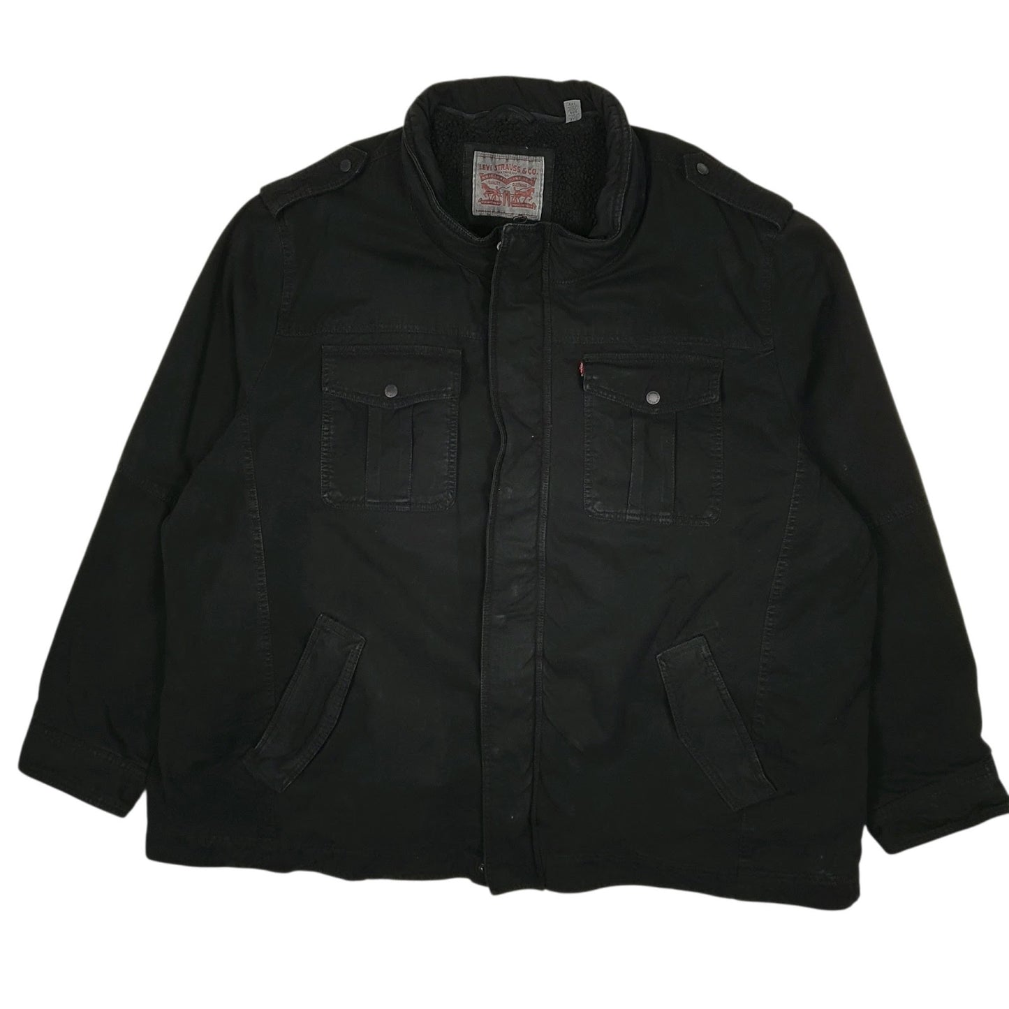 Mens Black Levis Military Bomber Sherpa Lined  Coat