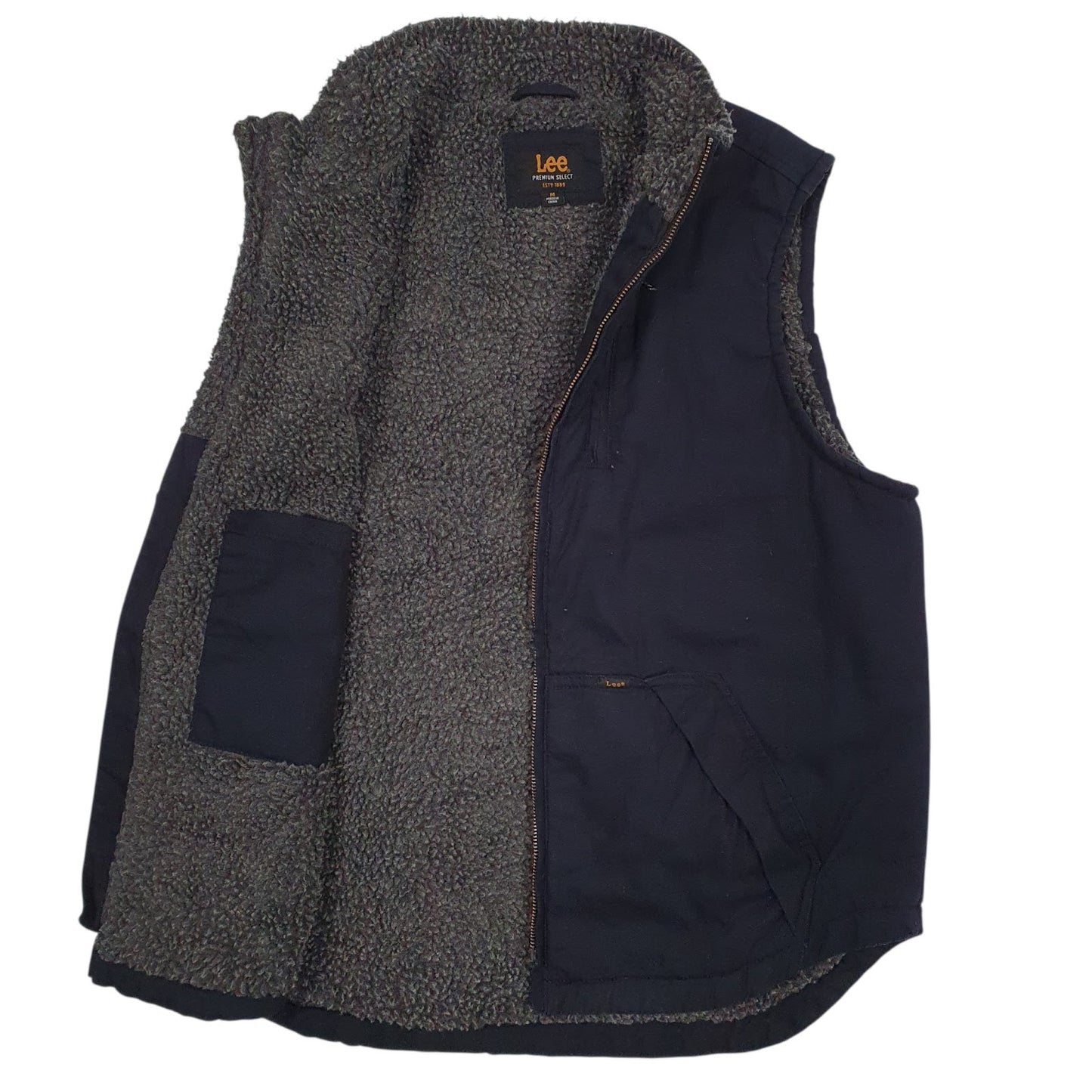 Mens Navy Lee Workwear Sherpa Lined  Coat